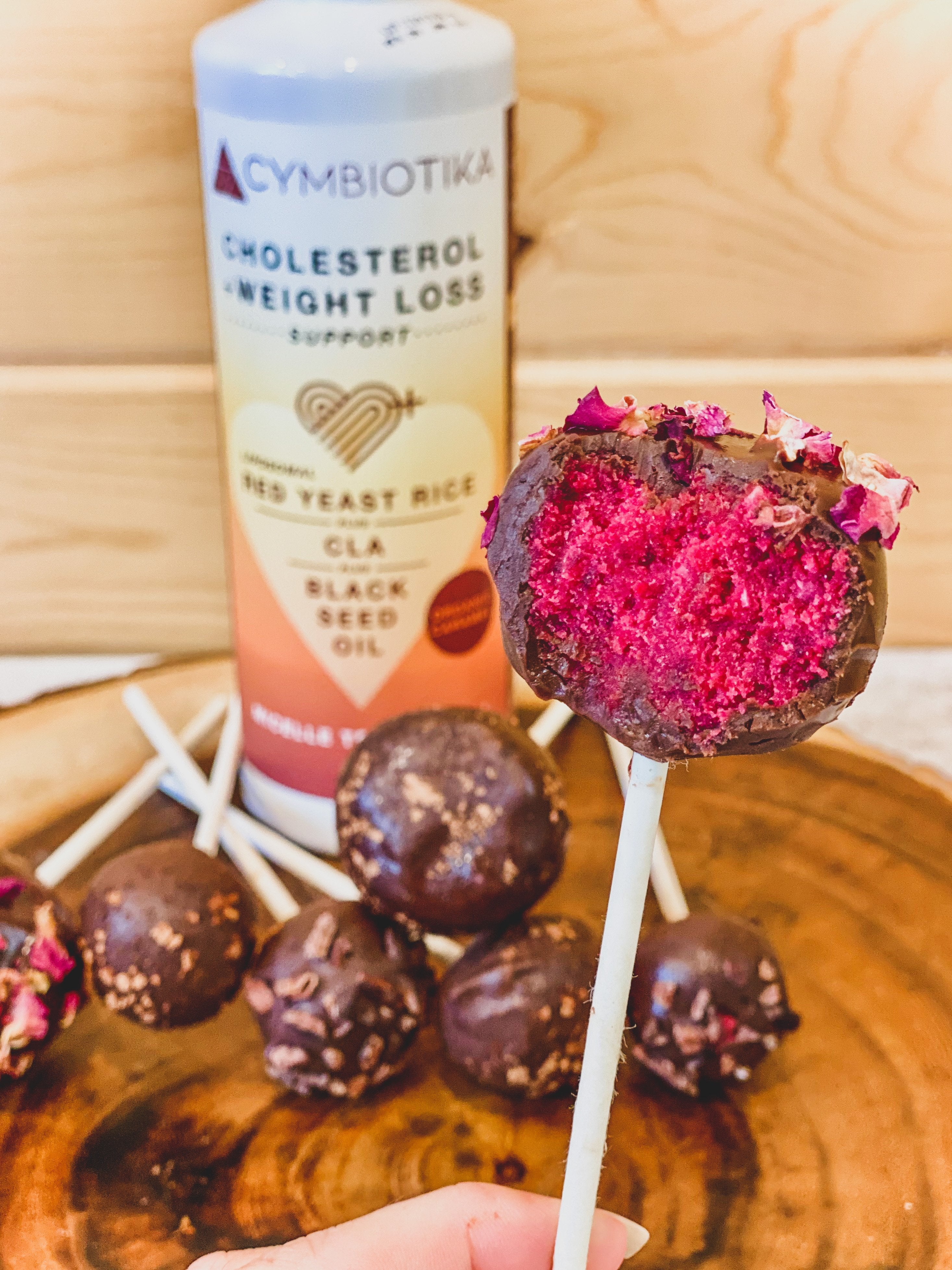 Red Velvet Vegan Cake Pops with Red Yeast Rice