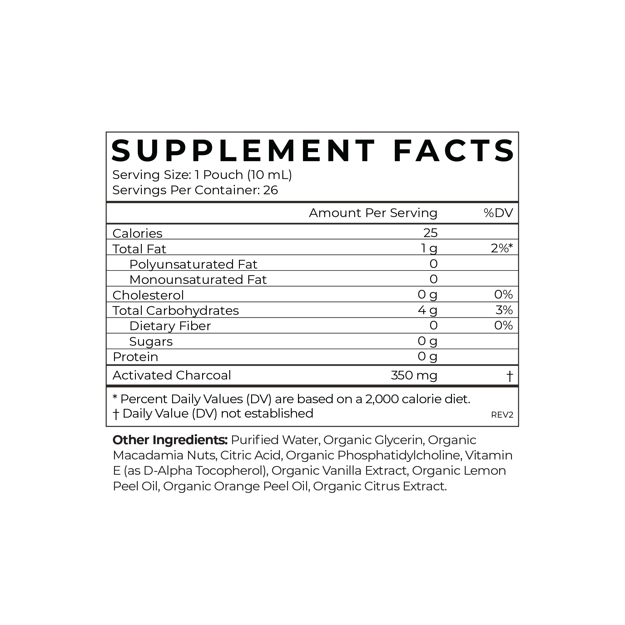 Activated Charcoal Supplement Facts